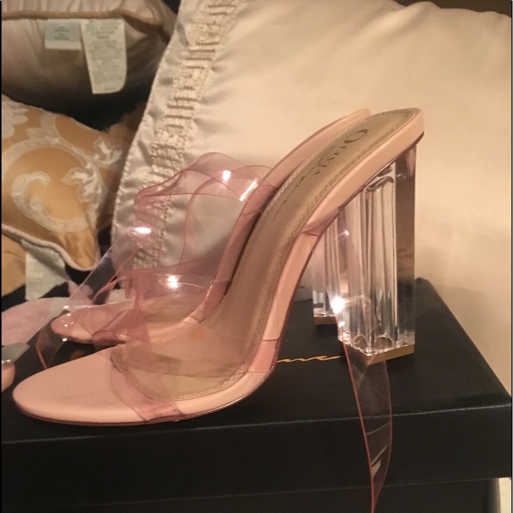 Clear chunky heels